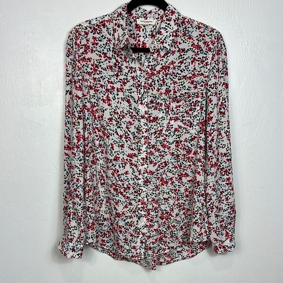 Beachlunchlounge Floral Print Viscose Long Sleeve Button Down Shirt Size M - Picture 1 of 8